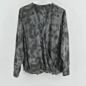 Rails Womens Hillary Crossover Top Size XL Gray Tie Dye Long Sleeve Faux Wrap